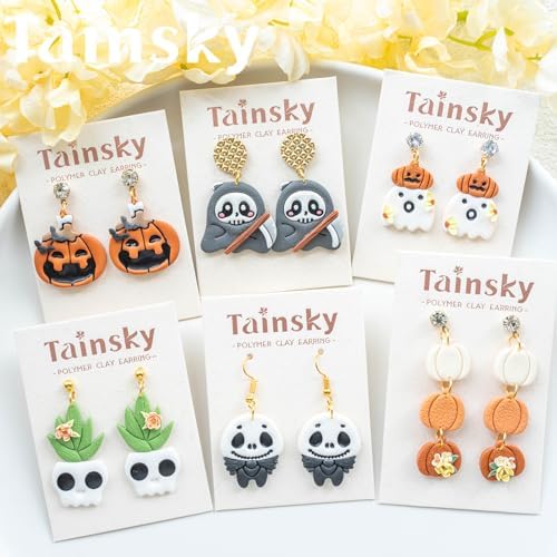 Tainsky Halloween PolymerClay Cutters - 20 Shapes Fall Polymer Clay Cutters for Earrings - Image 4