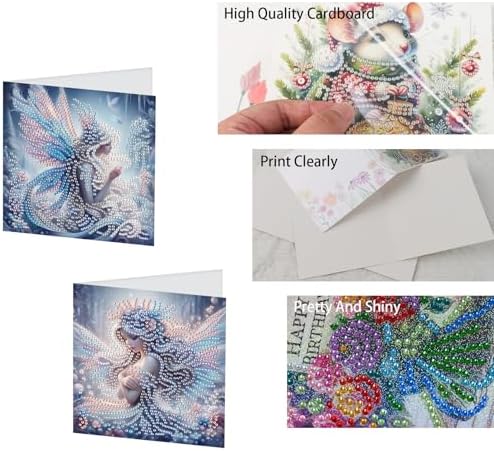 TDFERAN Diamond Painting Fairy Card 6 Set Butterfly Wings Crystal Art Puzzle Butterfly Fairy Card Cold Colors Handmade Invitations Friendship Anniversary Bestie Cards Thank You Cards Wedding Party - Image 4