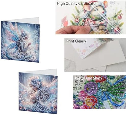 TDFERAN Diamond Painting Fairy Card 6 Set Butterfly Wings Crystal Art Puzzle Butterfly Fairy Card Cold Colors Handmade Invitations Friendship Anniversary Bestie Cards Thank You Cards Wedding Party - Image 4
