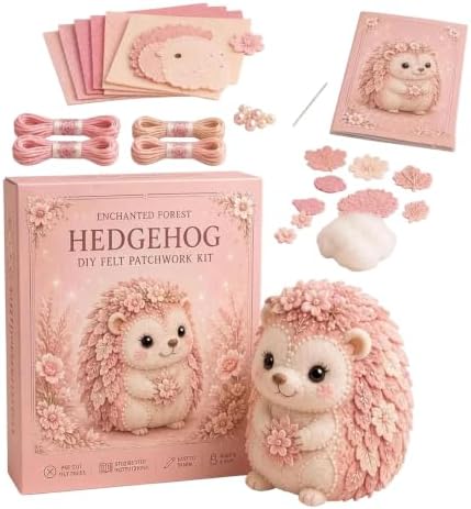 Pink Woodland Friends DIY Felt Patchwork Kit, Pastoral Wild Creatures Handicraft Activity, Manual Tailoring Bundle for Cute Ornament Shelf Décor Quilting Crafting Creative Gift Projects (Pink#E) by Unknown