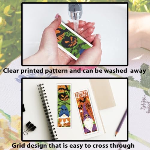 ACRNIGHEET 6PCS Cross Stitch Bookmark Kit (Halloween Dwarf Pattern) - Image 3