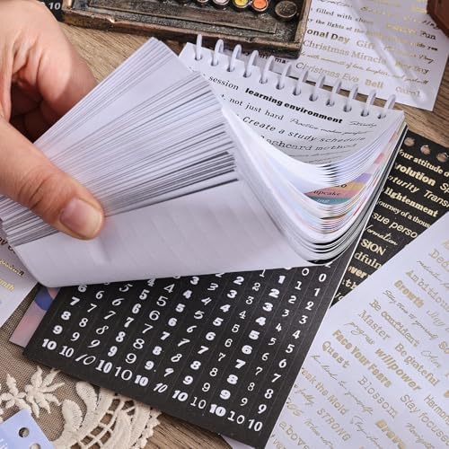 3000+ Pcs Word Stickers for Journaling, 50 Sheets Gold Foil Art Scrapbook Quote Stickers for Junk Journal, Scrapbooking Supplies Small Talk DIY Decorative Gift for Women Teen Girls - Image 6