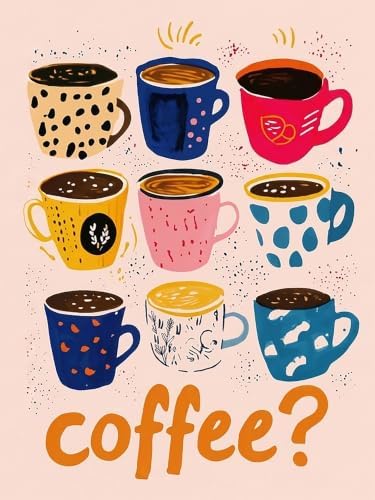 Coffee Diamond Art Kits for Adults, Diamond Painting Kits for Adults by croshom