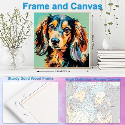 Artunion Framed Paint by Numbers Kit for Adults Beginners & Kids Ages 8-12,Colorful Dachshund Dog Paint by Number with Frame,Dog Animal Paint by Numbers Kit on Canvas 10 * 10 Inch Without Easel - Image 5
