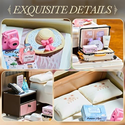 Miniature House Cozy Bedroom DIY Kit with Acrylic Display Case - Image 4