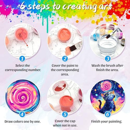 Yunnuo Starry Night Cat Paint by Numbers Kit for Adults Beginner,Paint by Numbers Animals,DIY Adult Paint by Numbers on Canvas for Home Decor & Gift (16x20 inch/40x50cm) - Image 6