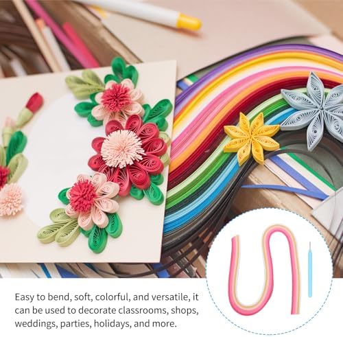 MECCANIXITY Paper Quilling Kit, 21.3 Inch 3mm Paper Quilling Strips with Blue Pen for Beginners DIY Hand Crafts Teaching Tools Flower Decoration(Pink, Pack of 120) - Image 5