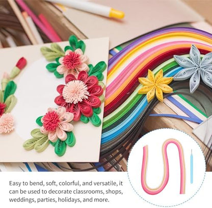 MECCANIXITY Paper Quilling Kit, 21.3 Inch 3mm Paper Quilling Strips with Blue Pen for Beginners DIY Hand Crafts Teaching Tools Flower Decoration(Pink, Pack of 120) - Image 5