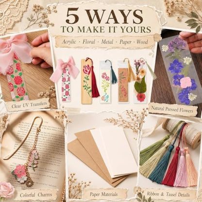 Fuyoooo 30 Set DIY Bookmark Making Kit, 5 Styles Bookmark with Tools - Image 5