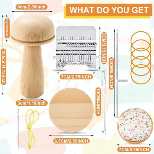Jexine Speedweve Mini Darning Loom 14 Hooks Darning Mushroom for Socks Kit - Image 2