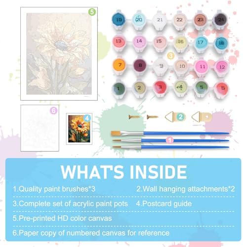 Paint by Numbers Kit for Adults, Sunflower DIY Acrylic Canvas Painting Set - Image 5