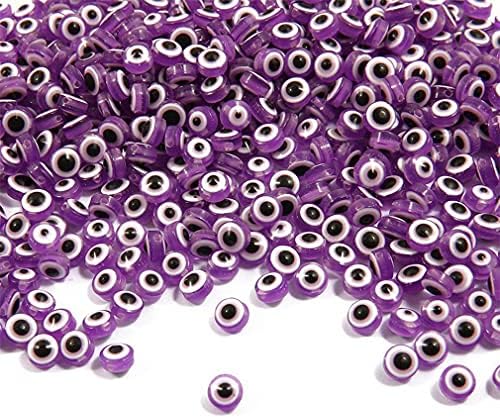 200pcs Evil Eye Beads Purple Lampwork Beads Charms for DIY Crafts Amulet Decoration Jewelry Making Rings Necklaces Bracelets Anklets(Purple) - Image 6