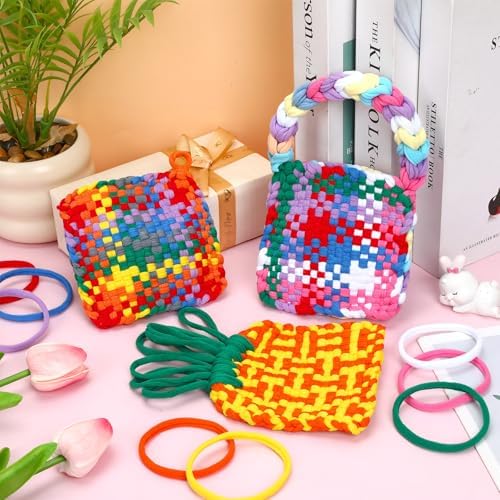 FEBSNOW 180 Pieces Rainbow Potholder Loom Kit Elastic Loops Potholder Maker - Image 5