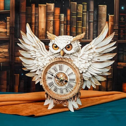 KAAYEE 3D Puzzles for Adults Snowy Owl Clock Bird Wooden Puzzle DIY Craft - Image 5