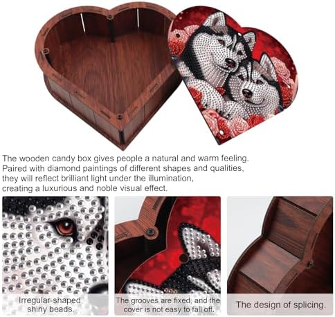 DIY Diamond Painting Kit Storage Box, Loving Dogs Diamond Decorative Craft Heart Shaped Kit, Desktop Item Storage, Multifunctional Creative Craft Gift - Image 4
