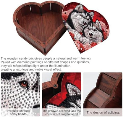DIY Diamond Painting Kit Storage Box, Loving Dogs Diamond Decorative Craft Heart Shaped Kit, Desktop Item Storage, Multifunctional Creative Craft Gift - Image 4