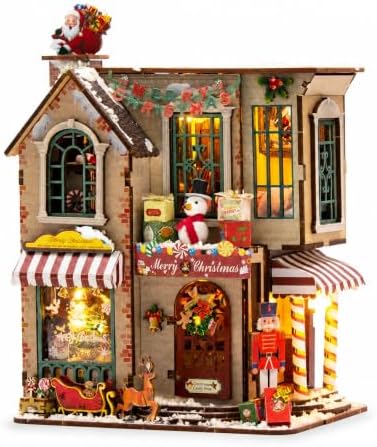 Book Nook Kit DIY Miniature House Kit, Wooden 3D Puzzle with LED by FEIMUOSI