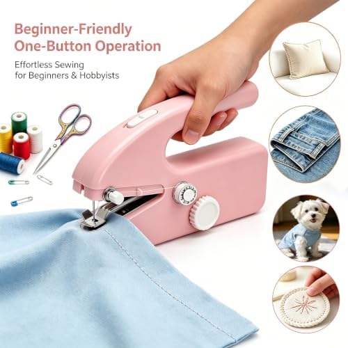 Hand Held Sewing Machine for Adults & Beginners, with a 15 PCS Basic Sewing Kit, Portable Mini Hand Sewing Machine, Dual Power (AC/DC) for Quick Repairs, DIY Projects on Clothes, Jeans, Home & Travel - Image 4