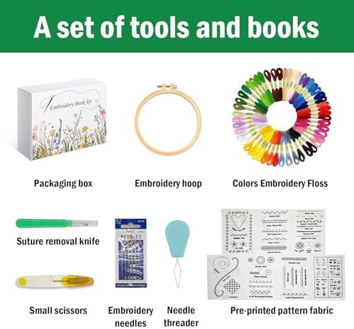 Upgraded Embroidery Stitch Book Kit, 106 Patterns DIY Book Embroidery Kit - Image 2