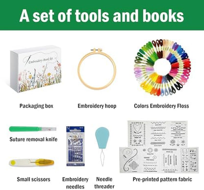 Upgraded Embroidery Stitch Book Kit, 106 Patterns DIY Book Embroidery Kit - Image 2