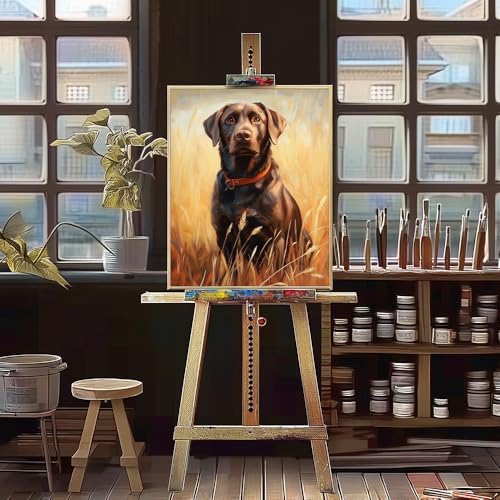 Natuyalo Animal Paint by Numbers Kit for Adults - Black Dog in the Rice Field Painting by Number on Canvas Without Frame, DIY Acrylic Art Crafts for Ideal Gift (16x20 Inch) - Image 4