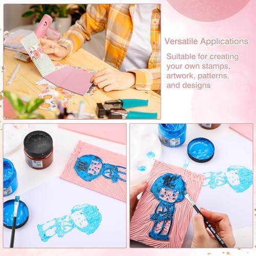 Frienda 50 Pack Rubber Carving Blocks 4 x 6 Inch, Rubber Stamp Carving Blocks for Printmaking, Printing, DIY Craft Project, Soft Block Stamp for Beginners and Professional (White & Pink) - Image 5