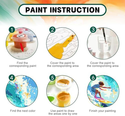Possoco Paint by Numbers Kit for Adults Beginner & Kids Age 8-12, Colorful Easy Adult Paint by Number Kits on Canvas, DIY Acrylic Watercolor Oil Painting by Number for Teens for Home Decor 16x20 Inch - Image 4