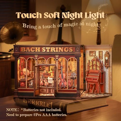 Cutefun Book Nook Kit - Musical Instrument Store Dollhouse Bookshelf Decor - Image 3