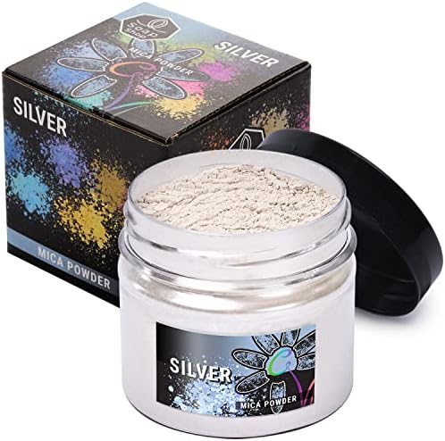Silver Mica Powder for Resin Coloring 2 oz - Pigment Powder for Nails by ALEXES