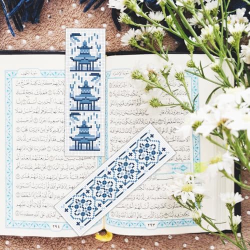 BEUNITONE Cross Stitch Bookmark Kit 6 Pcs Watercolor DIY Bookmarks Cross Stitch Kits for Beginners Birds Flower Stamped Embroidery Bookmark with Landscape Patterns Craft Kit for Gifts 8''x2.4'' - Image 6