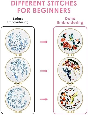 TINDTOP Hummingbird and Flower Embroidery Kit for Adults - Image 3