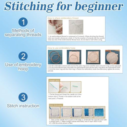 Mindsoft 3 Set Needlepoint Kit for Beginners with Hoop,Loon - Image 6