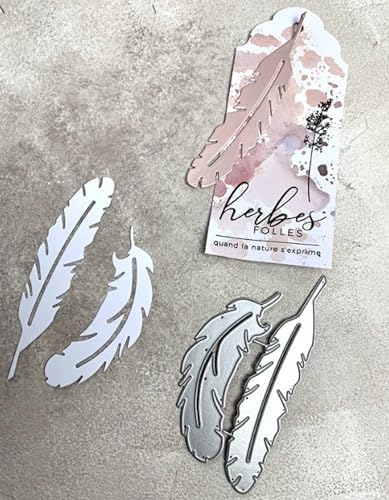 2pcs/Set Feather Frame Metal Die Cuts,Feather Frame Background Wedding Cutting Dies Cut Stencils for DIY Scrapbooking Album Embossing Paper Dies Card Making - Image 3
