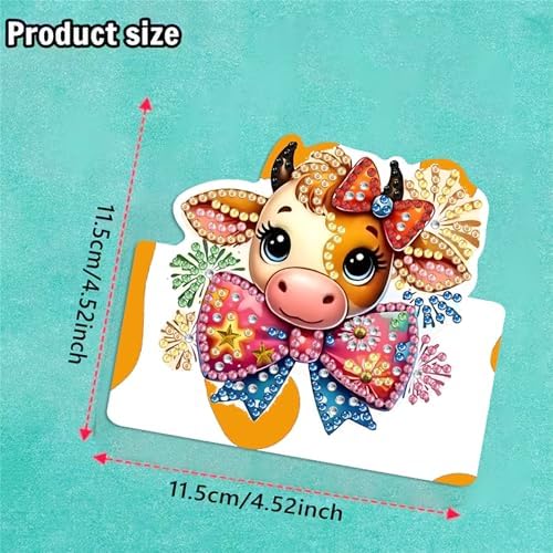 6 pack 3D Cow Diamond Painting Greeting Cards Kit,Animal Diamond Art Birthday Cards with Envelopes,DIY Thank You Card Making Craft for Adults,Handmade Greeting Card Supplies Gift Idea (Cow) - Image 2