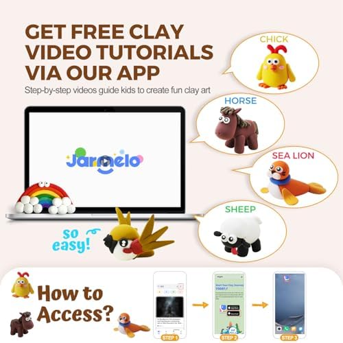 Jar Melo Air Dry Clay, Magic Modeling Clay Kit, 24 Colors with Storage Box - Image 4