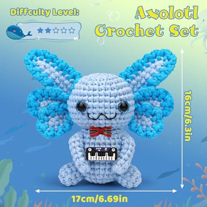 Pnytty Crochet Kit for Beginners, Blue Axolotl Crochet Starters Kit - Image 3