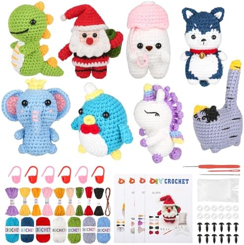Poruary Crochet Kit for Beginners, 8 Animal Amigurumi Projects with Videos by Poruary