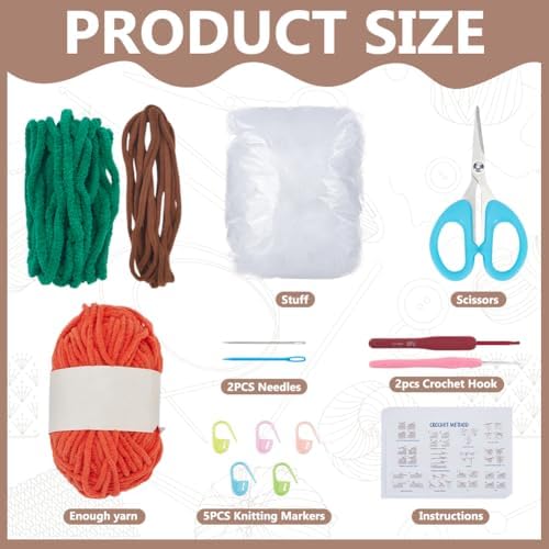 ORIGACH 2 Set Halloween Plush Pumpkin Crochet Kit for Beginners,Complete Crochet Starter Kit with Video Guide, Yarn & Tools, CrochetingGifts for Halloween Decor - Image 2