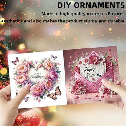 LAKEQUILL 6Pcs DIY Birthday Flower Diamond Art Greeting Card Kit - for Adults & Beginners, Perfect for Birthday Wishes & Gifting - Image 6