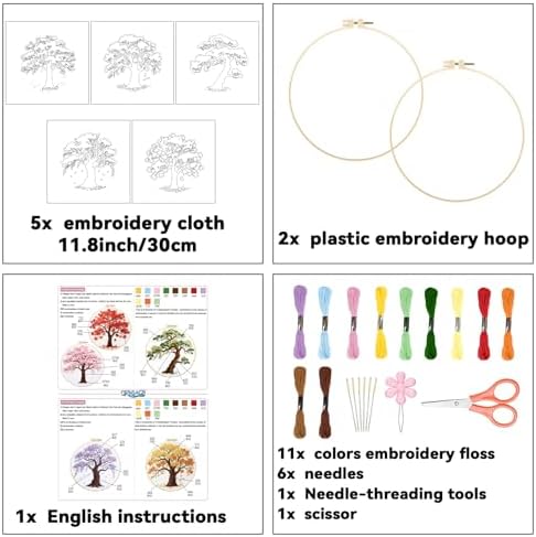 ORIGACH 5 Pcs Seasonal Tree Embroidery Kit for Beginners - Image 2