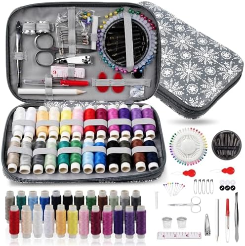 Sewing Kit for Adults,126PCS Needle and Thread Kit for Sewing,Professional Sewing Supplies Accessories for Adults, Travel Sewing Kit for Emergency, Home (Gray) by Maxmartt