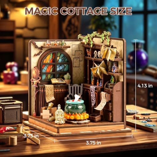 Book Nook Kit – DIY Miniature House Kit, Book Nook Kits for Adults, 3D Wooden Puzzle Craft Workshop Scene, Bookshelf Decor Insert, Home Office & Study Room Gift - Image 2