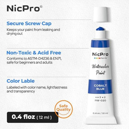 Nicpro Watercolor Paint Set for Adults, 36 Colors Watercolor Paint Tube - Image 2