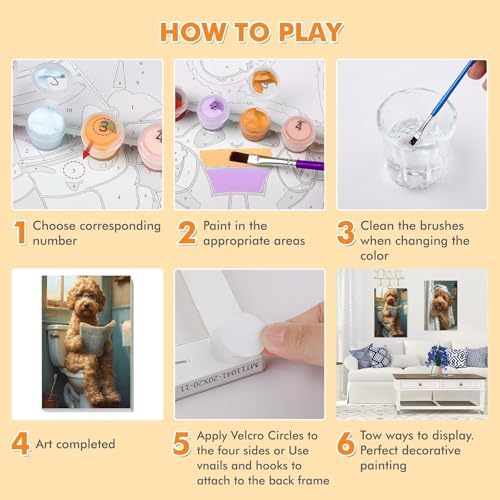 KYOQFVN 2 Pack Dog Paint by Numbers with Frame, Adult Paint by Number Kits on Canvas with Wooden Easel - Easy Acrylic Oil Painting for Home Wall Decor8x12inch - Image 4