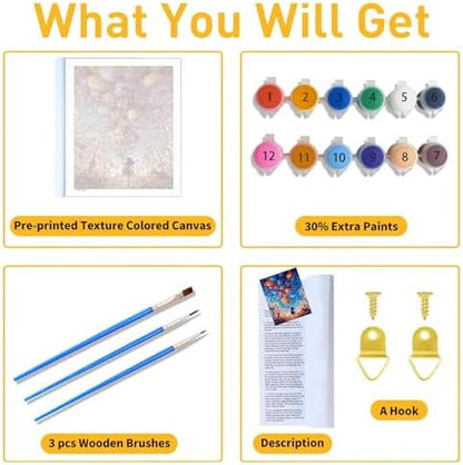koemhxb Fantasy Paint by Numbers Kit for Adults Beginners, DIY Balloons and Castle Acrylic Painting on Canvas for Home Wall Art Decor 16x20 Inch - Image 4