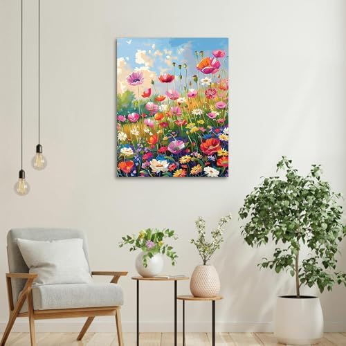 CYNART Flower Paint by Numbers Kit for Adults Beginner, Flower Easy Paint by Number Kits on Canvas, DIY Acrylic Oil Painting by Numbers for Gift Home Decor 16 x 20 inch （Without Frame） - Image 6