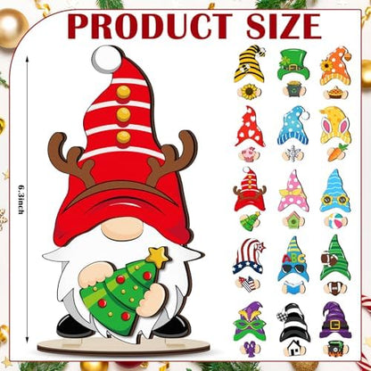 Wonderjune 14 Pack Fall Craft Autumn Interchangeable Wooden Gnome Crafts Creative Harvest Decor Perfect for Gifts and Family Activities - Image 3
