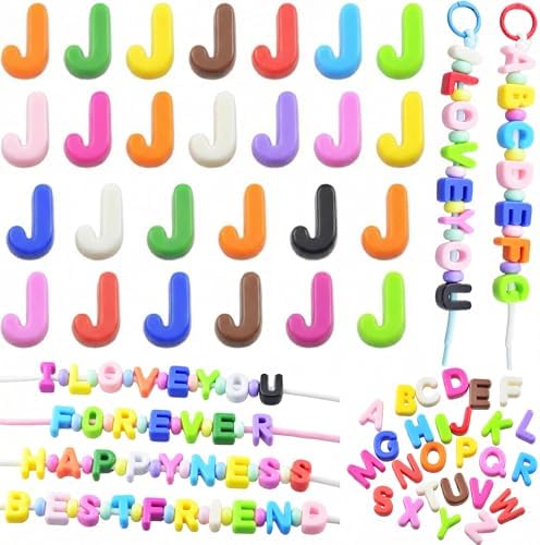 Large Letter Beads 26 Pcs 20mm 3D Paracord Beads Acrylic Colorful Bubble Big Alphabet Bead 6mm Large Hole Chunky Letter Bead for Keychains Purse Bag Charm Kit Backpack (26, Large Letter Beads J) by KJMLDIY