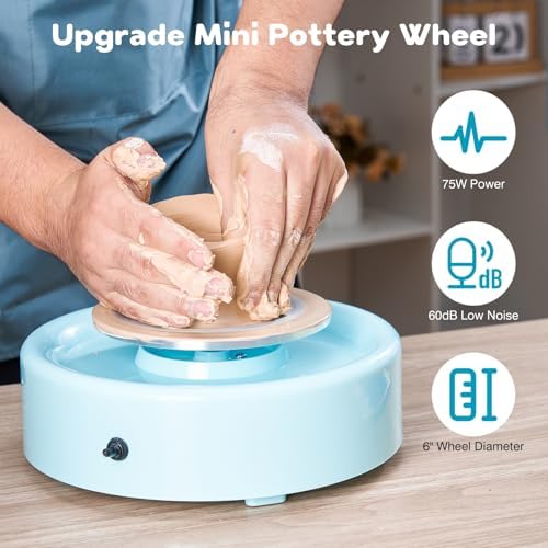 Alldeer Mini Pottery Wheel Machine - 6" Upgraded Clay Wheel for Beginners & Kids, 75W Motor, Adjustable Speed, Low Noise Ceramic Making Kit with 18PCS Sculpting Tools, Ideal for Home DIY - Image 5