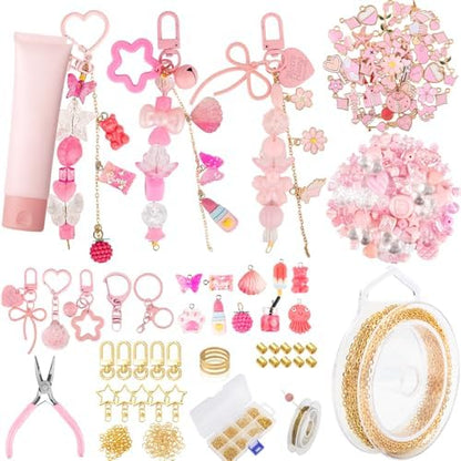 Ecoofor 249Pcs Keychain Making Kit for Kids & Adults – Includes 15 Keychain Clips, 16.4 Feet Chains, 100 Charms, Beading Accessories, Jewelry Pliers – DIY Bag Charms & Jewelry Craft Kit Supplies by Ecoofor